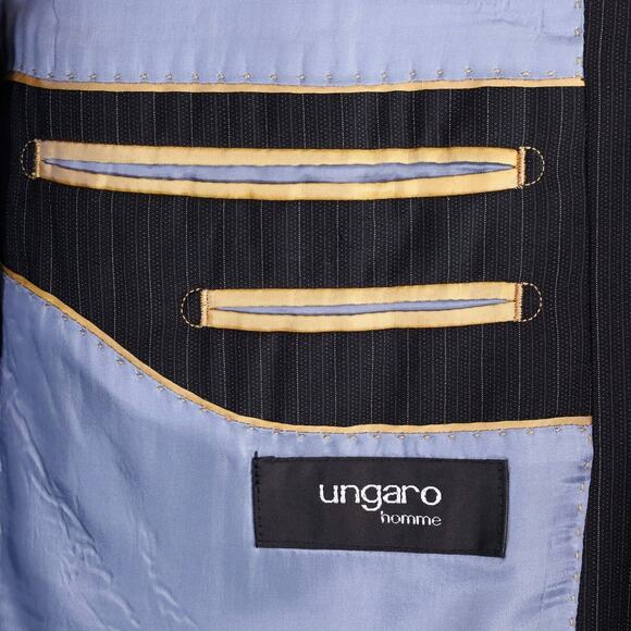 Ungaro Homme Sport Coat Mens 42R Wool Black Pinstripe Jacket Blazer 3 Button - Picture 3 of 13